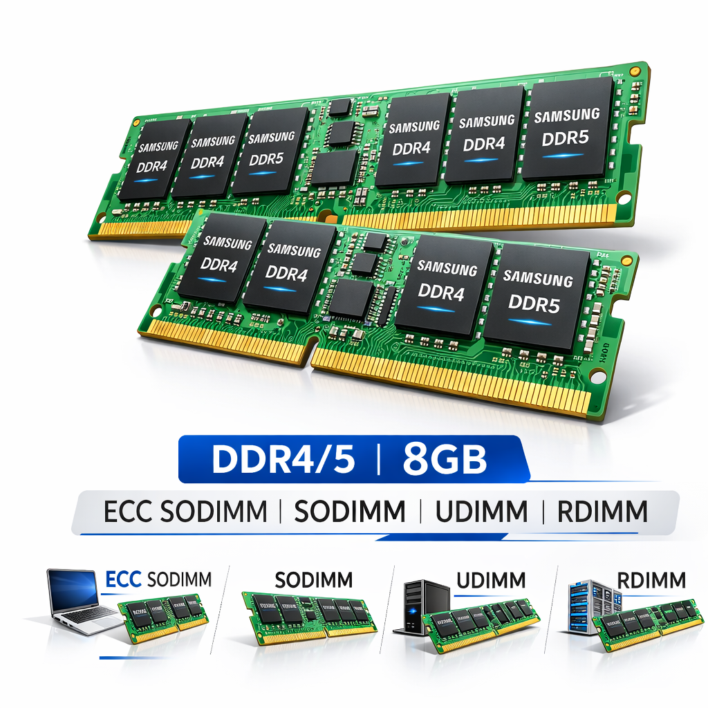 Samsung DDR4 / DDR5 8GB DRAM Module – ECC & Non-ECC | SODIMM | UDIMM | RDIMM