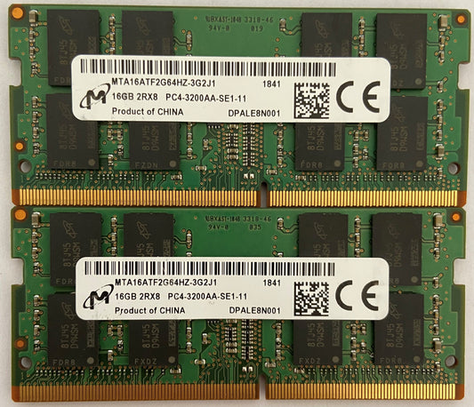 Micron MTA16ATF2G64HZ-3G2J1 16GB DDR4 3200Mhz 2RX8 non-ECC Unbuffered CL22 260-Pin SoDimm 1.2V memory module for Laptop