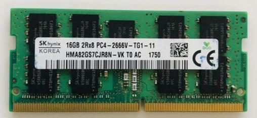 SK Hynix HMA82GS7CJR8N-VK 16GB 2666Mhz DDR4 2Rx8 PC4-21300 ECC Unbuffered CL19 260-Pin SoDimm 1.2V memory module for Laptop
