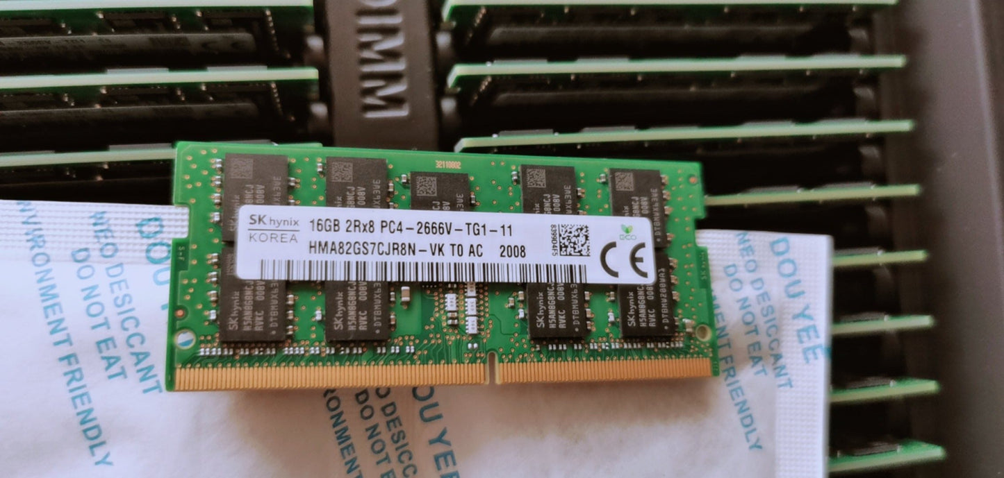 SK Hynix HMA82GS7CJR8N-VK 16GB 2666Mhz DDR4 2Rx8 PC4-21300 ECC Unbuffered CL19 260-Pin SoDimm 1.2V memory module for Laptop
