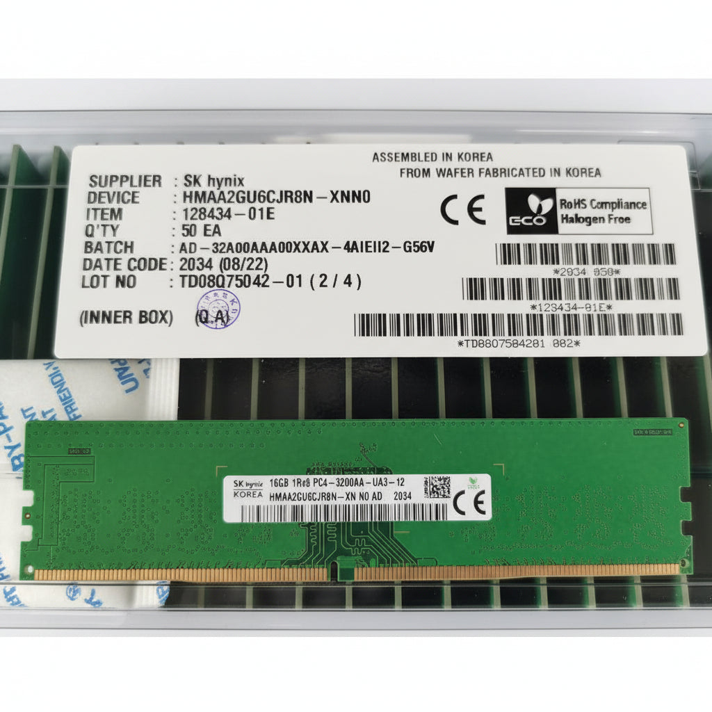 SKHynix HMAA2GU6CJR8N-XN 16GB DDR4 3200Mhz 1Rx8 PC4-25600 non-ECC Unbuffered CL22 288-Pin DIMM 1.2V Memory Module for Desktop
