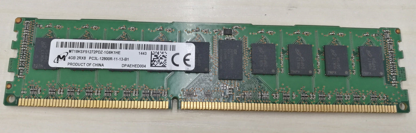 MICRON MT18KSF51272PDZ-1G6K1HF DDR3L 4GB 1600Mhz 2Rx8 PC3L-12800 DDR3-1600MHz ECC Unbuffered CL11 240-Pin DIMM 1.35V Memory module for Server